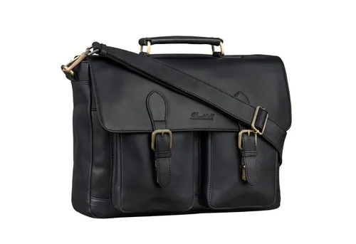 Benthill Aktentasche aus Echtleder - Elegante Aktentasche aus echtem Leder mit 17 Zoll Laptopfach, ideal für Beruf und Alltag. Ausgestattet mit mehreren Fächern für optimale Organisation und einem praktischen Schultergurt.