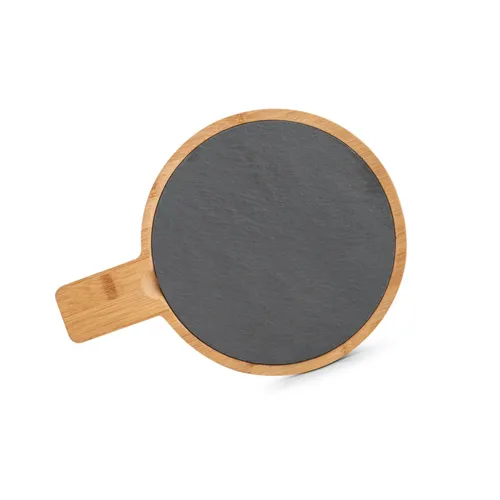 Servierbrett m. Griff, Bambus/Schiefer