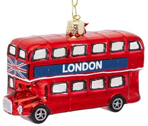 SIKORA London Doppeldecker Bus besondere Weihnachtskugel Glas Christbaumschmuck Deko Figur Weihnachten Anhänger Ornament - Trend Line - BS561