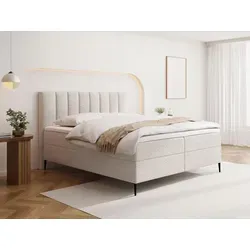 Boxspringbett Allen mit Bettkasten 200 x 200 cm – H4 Taschenfederkern & 5 cm Topper - Modernes Boxspringbett mit praktischem Bettkasten für zusätzlichen Stauraum. Die 7-Zonen Taschenfederkern-Matratze sorgt für stabilen Halt und optimalen Komfort. Ideal für ein stilvolles und aufgeräumtes Schlafzimmer.