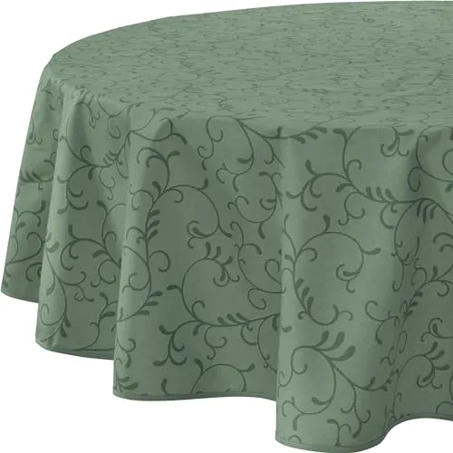 Erwin Müller Tischdecke Essen abwaschbar Salbei Größe rund: 160 cm Ø