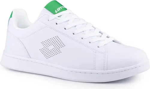 Lotto Sneaker im Retro Tennis Design, Gr. 45, WHITE-GREEN - Sneaker im sportiven Retro-Tennisstyle mit hervorragender Traktion und edel-perforiertem Logo, ideal für lässige Outfits und sportliche Auftritte.