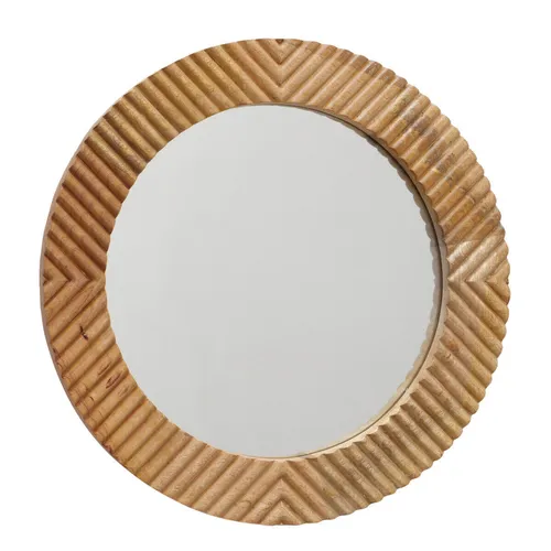 Runder Spiegel im Mangoholzrahmen LUKE, Ø 56 cm in braun von BOLTZE