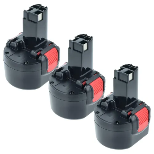 vhbw 3x Akku Ersatz für Bosch BAT0408, 2607 335 682, 2 607 335 539, 2 607 335 707, 2607 335 674, 2607 335 540 für Werkzeug (3000 mAh, NiMH, 9,6 V)