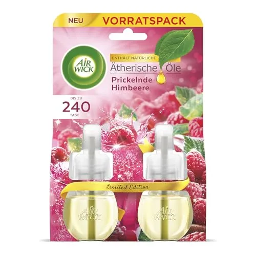 Air Wick Duftstecker Nachfüller Duo – Duft: Kirschblüte und Himbeere – Fruchtig-floraler Raumduft für die Steckdose – 2x 19ml Duftölflakon-Nachfüller