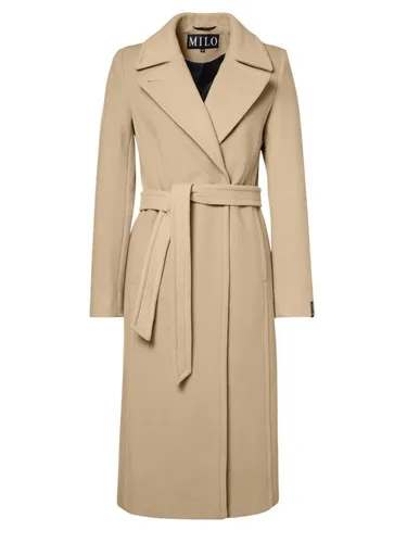 Milo Wintermantel Wanda (Wollmischung) beige Damen, Größe: 44 - Eleganter Damenmantel WANDA von Milo aus hochwertigem Woll-Mix mit Kaschmir-Anteil. Der Bindegürtel ermöglicht eine individuelle Passform und vielseitige Looks. Ideal für stilvolle Auftritte in der kalten Jahreszeit.