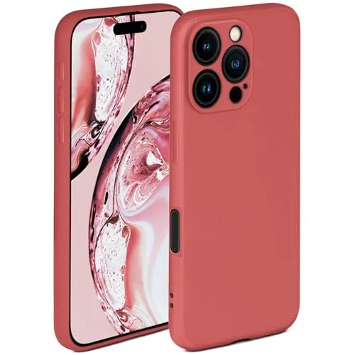 ONEFLOW Soft Case für iPhone 16 Pro Hülle aus Silikon mit Kameraschutz, Silikonhülle mit erhöhtem Schutz fürs Display, Backcover Schutzhülle, weiche Handyhülle, Rot
