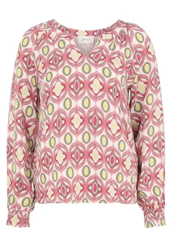 Cartoon Shirtbluse Kurzarm 44 EU - Stilvolle Bluse für jeden Anlass - Blusen aus 100% Viskose, Größe 44, in modischem Yellow/Rosé, ideal für lässige und elegante Outfits.