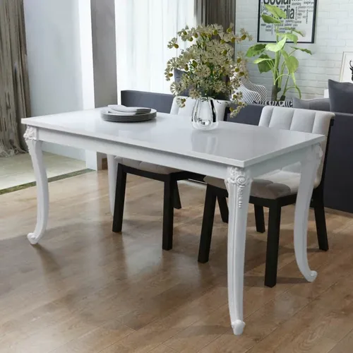 vidaXL Esstisch Hochglanz Weiß 116 x 66 cm - Eleganter Esstisch in Hochglanz Weiß, ideal für Ihr Esszimmer. Die reflektierende Oberfläche sorgt für ein stilvolles Ambiente. Einfach zu reinigen und schnell montiert.