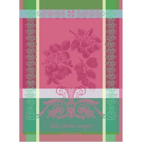 Garnier-Thiebaut Geschirrtuch Les Fruits Rouges Framboise 56x78 cm - Hochwertiges Geschirrtuch aus 100% Baumwolle mit stilvollem Jacquard-Muster. Ideal für die Küche, langlebig und pflegeleicht. Maße: 56x78 cm.