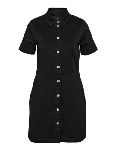 NOISY MAY NMNISA S/S Slim Denim Dress VI526BL NOOS Frauen Kurzes Kleid schwarz M