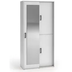 Beautysofa Garderobenschrank Lang mit Spiegel - Drohnen und mehr: Moderner Kleiderschrank mit Scharniertüren, 100 cm breit, inklusive Spiegel und lose Einlegeböden – ideal für stilvolle Aufbewahrung.