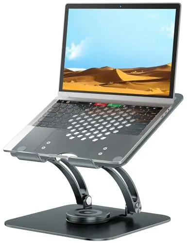 tounee Laptop Ständer mit 360° Drehbarer Basis, Ergonomisch Laptopständer Höhenverstellbar, Laptop Erhoehung Fuer Schreibtisch, Standing Laptop Stand Computer Ständer mit Laptops 10–17