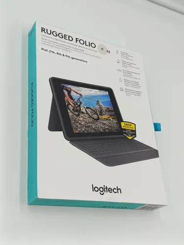 Logitech Rugged Folio für iPad (7., 8. und 9. Generation) – Strapazierfähiges Schutzcase mit QWERTY-Layout