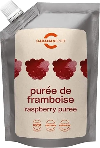 Caramanfruit Himbeeren-Frucht-Püree - 8x 1kg - angenehm fruchtiges Himbeer-Püree, Beeren frei von Farb- und Konservierungsstoffen, zur Herstellung von Sorbet, Eis, Torte, Kuchen, Cupcakes (8er)