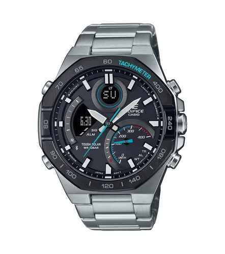 Casio ECB-950DB-1AEF Uhr für Herren - Elegante Armbanduhr mit schwarzem Zifferblatt und robustem Edelstahlarmband, ideal für stilbewusste Männer.