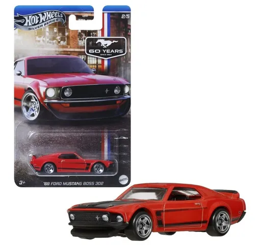 Hot Wheels Spielzeug-Rennwagen Ford Mustang Boss 302 1969 JBY51 Hot Wheels Silver Series Fahrzeug