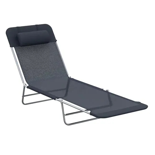 Outsunny Sonnenliege - Schwarz 182x56x24cm - Gartenliegen für entspannte Stunden im Freien, klappbar und platzsparend, ideal für Balkon und Terrasse.