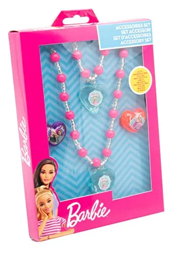 Barbie: Joy Toy - Parure Di Gioielli - Merchandising für Barbie-Fans: Bezauberndes Schmuckset mit Armband, Halskette und 2 Ringen, perfekt für kreative Spielstunden.