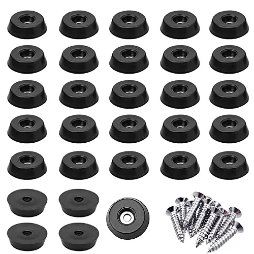 DCQQ 30 Stück Gummifüße Anschlagdämpfer Gummipuffer mit Schrauben Runde Gummifüße Schneidebrett zum Schutz von Möbeln vor Feuchtigkeit und Bodenkratzern(25*23*9mm)