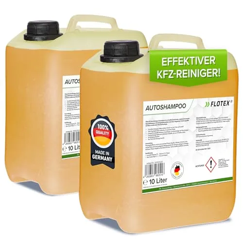 Flotex - Autoshampoo Konzentrat im praktischen 2x10L Kanister | Autoshampoo für Hochdruckreiniger | Autoreiniger für PKW, LKW, Wohnmobil und Motorrad