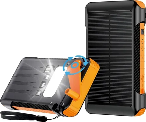 2GO Notfall-Powerbank 10000mAh mit Solar- und Handkurbelaufladung