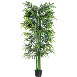 Outsunny Künstliche Pflanze 180 cm - Realistischer Bambusbaum - Künstliche Pflanzen mit 1105 Blättern, die kaum von echten Pflanzen zu unterscheiden sind. Ideal für Wohnzimmer oder Schlafzimmer, pflegeleicht und ganzjährig grün.
