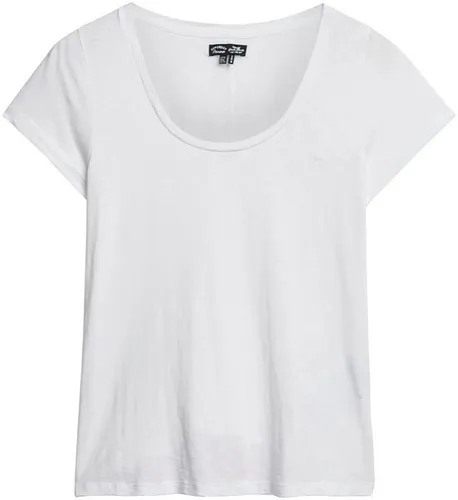 Superdry Kurzarmshirt SCOOP NECK TEE - Rundhalsshirt mit Logostickerei, aus weichem Baumwollmaterial, ideal für vielseitige Styles im Büro und Freizeit.