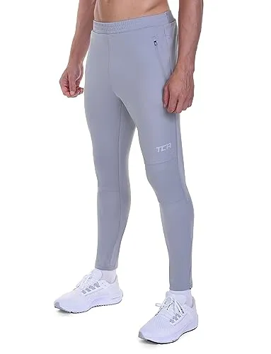 TCA Herren Winter Radlaufhose - Hellgrau mit Reißverschlusstaschen - Funktionale Fahrradhose für Herren, ideal für kalte Tage, ausgestattet mit praktischen Reißverschlusstaschen für sicheren Stauraum.