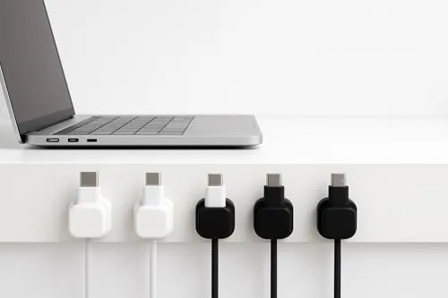 Stück Kabelhalter Kabelclips Verstellbare Kabel Organizer Magnetische Kabelmanagement Selbstklebend Kabelhalter für Schreibtisch, Nachttisch, Ladekabeln, HDMI, USB, Audiokabel, Schwarz 6