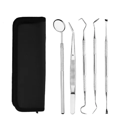 5er Dental Set Zahnsteinentferner Zahnreinigung Zahnsonde Mundspiegel Zahnpflege