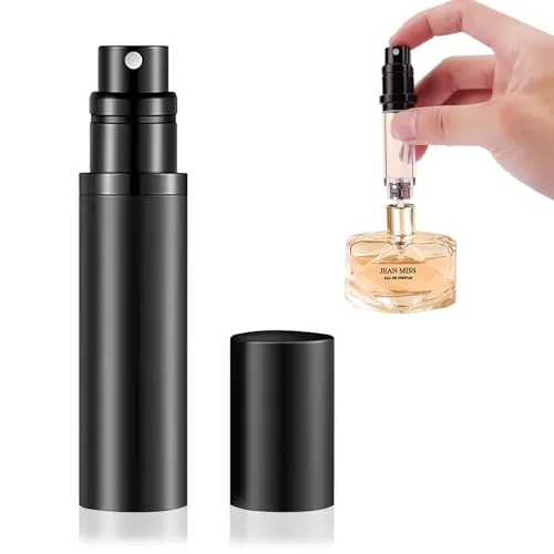 Leikedun Parfümzerstäuber, 5ml Parfüm Zerstäuberflaschen, Nachfüllbar Leere Parfum Zerstäuber, Portable Mini Taschenzerstäuber, für Reise Flug Handtasche (Schwarz)