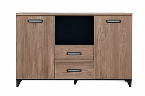 Praktisches Sideboard aus Holz mit zwei Türen und Schubladen für Ihr Büro - Robustes Sideboard in modernem Design, ideal für Büro und Wohnzimmer. Mit 2 Türen und 2 Schubladen bietet es viel Stauraum. Maße: 120 x 40 x 80 cm, Farbe: Braun. Herstellergarantie: 2 Jahre.