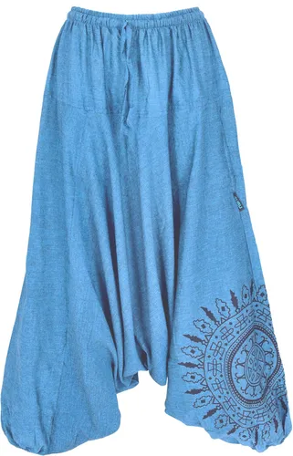 Haremshose Pluderhose mit Mandala - Blau - Kategorie: Hosen, herausragend durch fairen Handel in Nepal und aus 100% Baumwolle für ultimativen Tragekomfort im Ethno-Stil.