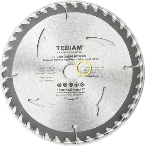 185x20 mm Sägeblatt, Kreissägeblatt für Holz mit 40 gekippten TCT-Zähnen