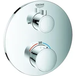 Grohe Grohtherm Thermostat-Wannenbatterie - Armaturen mit integrierter 2-Wege-Umstellung, ideal für präzise Temperaturkontrolle und Sicherheit durch GROHE SafeStop bei 38°C.