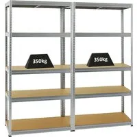 PROREGAL® Schwerlastregal MegaDeal 2x Slim Elephant 180x90x45cm - 2-tlg. Schwerlastregale mit 350 kg Traglast pro Ebene, ideal für Werkstatt & Garage. Einfache Steckmontage ohne Werkzeug für schnellen Aufbau.