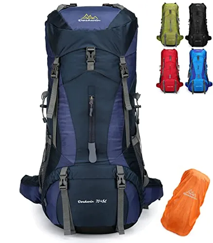 Doshwin 70L Rucksack Campingrucksack Trekkingrucksack Wanderrucksack Reiserucksack (mit Regenschutz) (Dunkelblau)