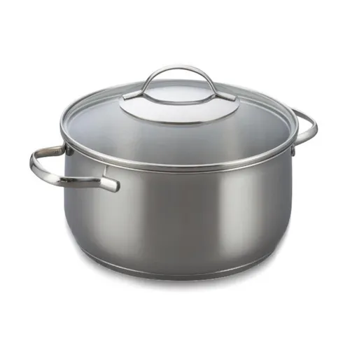 Riess Fleischtopf mit Glasdeckel 24 cm - Kochtöpfe – Hochwertiger Edelstahl 18/10 kombiniert mit robuster Antihaftversiegelung für perfekte Garergebnisse auf allen Herdarten.