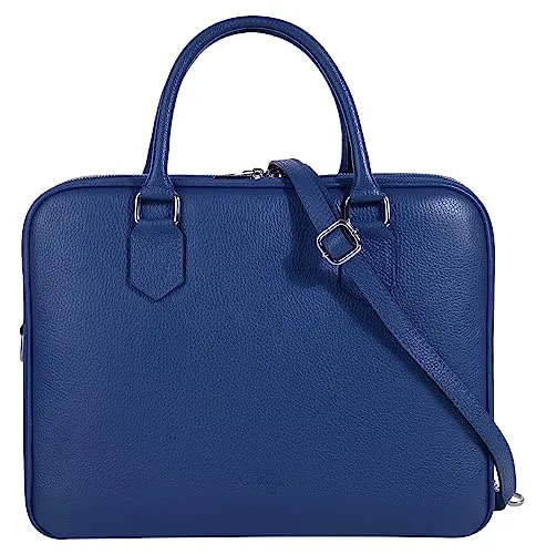 Cluty Aktentasche Echt Leder Damen | Made in Italy, Smartphonefach, Business Tasche, Bürotasche mit Reißverschluss, Damen Handtasche aus Leder | 021833