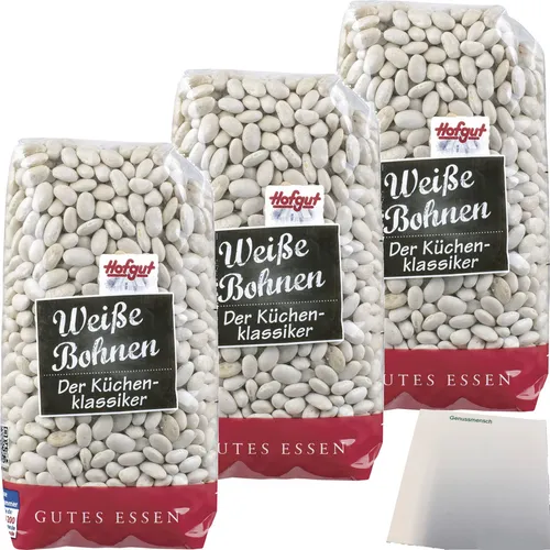 Hofgut Weisse Bohnen 3er Pack 3x500g Beutel usy Block