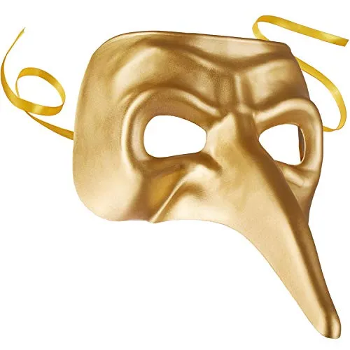 dressforfun 900890 Venezianische Maske mit langer Nase, Unisex Schnabelmaske, einfarbige Augenmaske für Maskenball Party Fasching Karneval Halloween - diverse Farben - (gold | Nr. 303556)