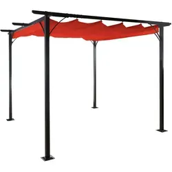 Mendler Pergola HWC-C42, Garten Pavillon 3,5x3,5m - Pavillon mit stabilem 6cm-Gestell und praktischem Schiebedach für individuellen Sonnenschutz, ideal für Garten und Terrasse.