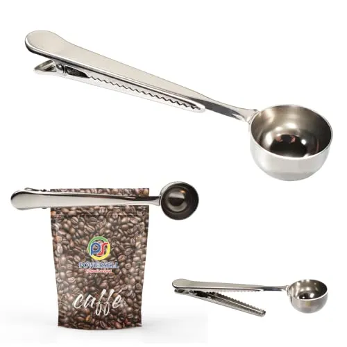 Messlöffel Dosierlöffel für Kaffee - Löffel mit Clip Dichtung aus Edelstahl zur Messung der Menge von Kaffeepulver 7 g