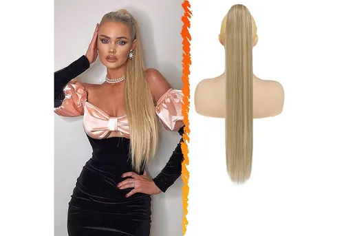 LuxusKollektion Kunsthaar-Extension Kordelzug Pferdeschwanz Lang Glatt Blond 66CM Clip Haarteil Damen