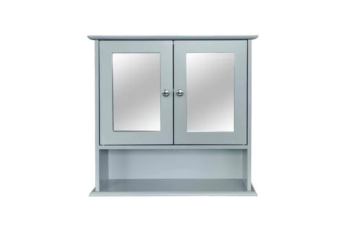 HTI-Line Hängeschrank Spiegelschrank Sarah - Hängeschrank mit 2 Türen, ideal für das Bad, bietet elegantes Design und praktischen Stauraum in Grau.