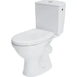 CERSANIT Stand-WC MERIDA 114 - Kompaktes Keramik-Set - Kompakte CERSANIT Stand-WC Toilette mit modernem Design, 3/6-Liter-Spülsystem und antibakteriellem Polypropylensitz. Ideal für platzsparende Bäder.
