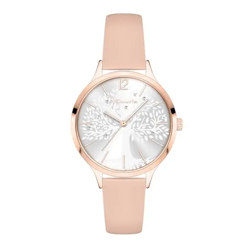 Tamaris Damenuhr - Roségold - 34 mm - Elegante Armbanduhr mit Quarzwerk - Die stilvolle Tamaris Damenuhr begeistert mit ihrem edlen roségoldenen Metallgehäuse und kratzfestem Mineralglas. Das hochwertige Echtlederband sorgt für Tragekomfort. Ideal für jeden Anlass und mit geprüfter Wasserdichtigkeit bis 3 ATM.