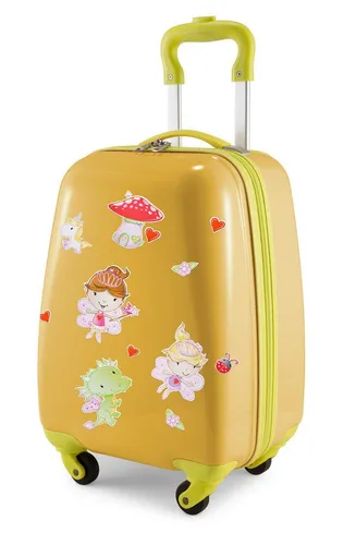 Hauptstadtkoffer Handgepäckkoffer mit Feenaufklebern, 4 Rollen - KINDER-TROLLEY: Leichter Handgepäckkoffer (47 x 30 x 22 cm) mit reflektierenden Feenaufklebern. Ideal für Flugreisen, mit individuell gestaltbarem Design und praktischem Innenraum. Perfekt für kreative kleine Reisende!