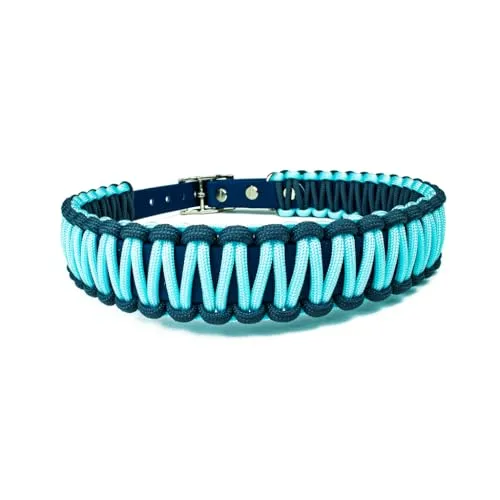 Hundehalsband Lori Tierluxe - Handgemacht, Paracord, Biothane (Blau, XXXL Halsumfang 50-57 cm)